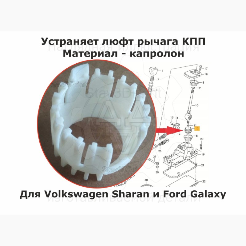 Вкладыш кулисы КПП Volkswagen Sharan, Ford Galaxy - Stav3DPrint